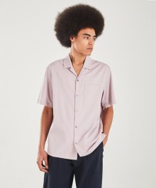 텍스쳐드 오픈카라 셔츠 (라벤더 핑크)