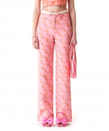 Floral Jacquard Pants Pink