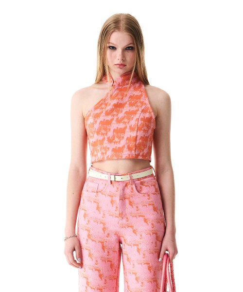 Qipao cutout sleeveless pink