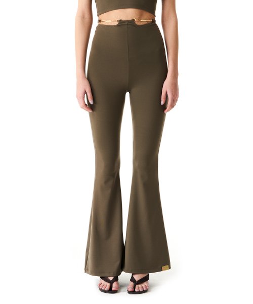 Chain v-string bootscut pants khaki