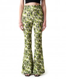 Milky Way Printed Bootscut Pants Green