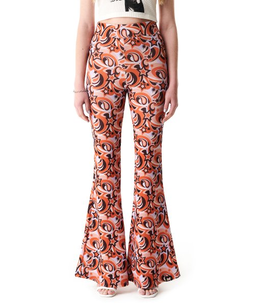 Milky way printed bootscut pants orange