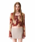 Tie Dye Lettuce Edge Cardigan Set Brick