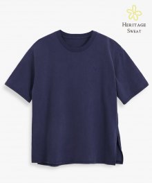 피그먼트 오버핏 슬릿 티셔츠 _Midnight Blue