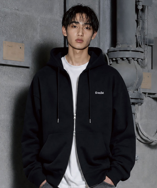 Vein 2-way oversized hoodie zip-up 3 цветов [CRDH_4003]