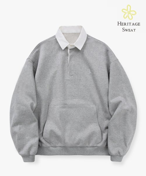 MUSINSA | LAFUDGESTORE Cotton Over Rugby Sweatshirt _ Melange Gray