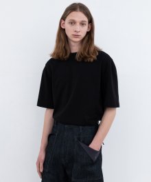 패널드 오버핏 티셔츠 BLACK