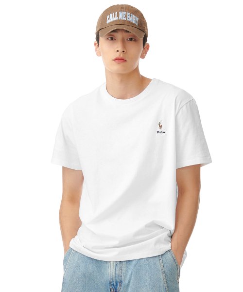 폴로 랄프 로렌(Polo Ralph Lauren) [White Collection] 커스텀 슬림핏 로고 저지 티셔츠 - 화이트 -  134,100 | 무신사 스토어