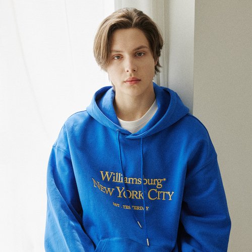 Classic logo needlework hoodie_Blue