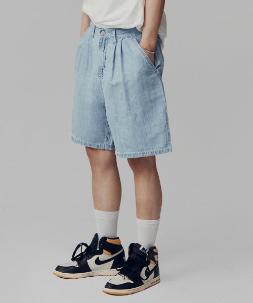 denim linen shorts