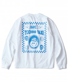 TECHNO TAXI LONG SLEEVE T-SHIRTS (CLEAR WHITE)