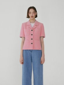 Short Sleeve Tweed Jacket Pink (JWJA2E904P2)