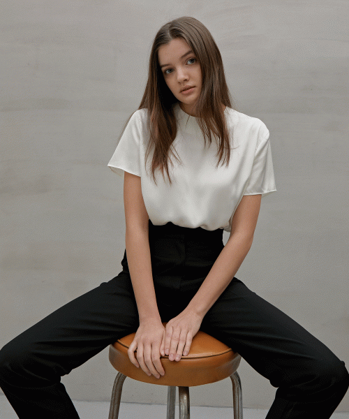 [Kale] satin blouse_white