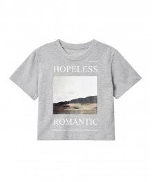 호프리스 로맨틱 크롭 티셔츠 (멜란지 그레이)