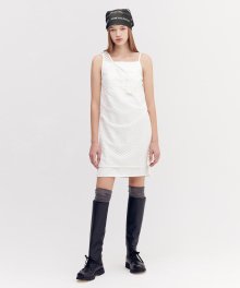 CHECKERED PATTERN LAYERED DRESS [WHITE]