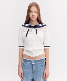 DETACHABLE COLLAR CARDIGAN [WHITE]