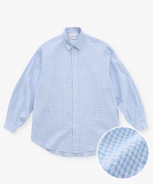 오디너리 빅오버 린넨 셔츠_ Sky Blue Tartan Check