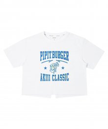 AKIII CLASSIC X PIPIT BURGER 크롭 티셔츠 화이트