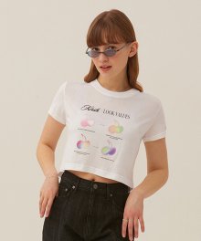 체리 블러 숏 슬리브 티셔츠 [화이트]