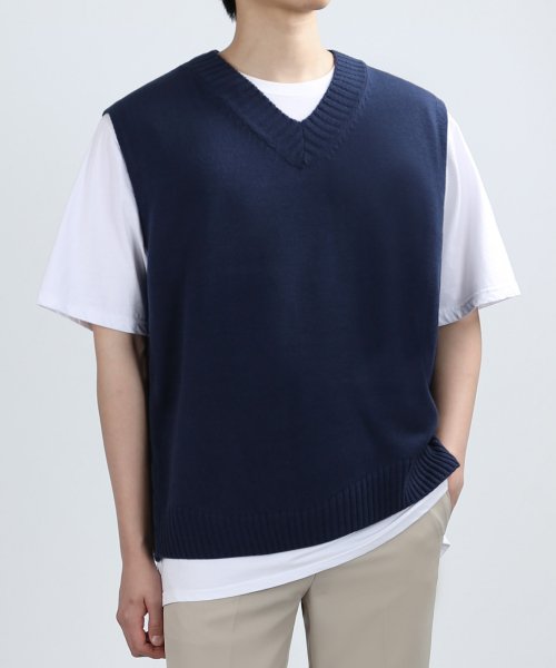 Dumpy knit vest (navy)