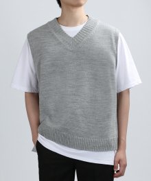 Dumpy Knit Vest (Melange.Gray)