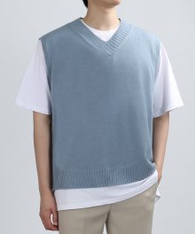 Dumpy Knit Vest (M.Blue)