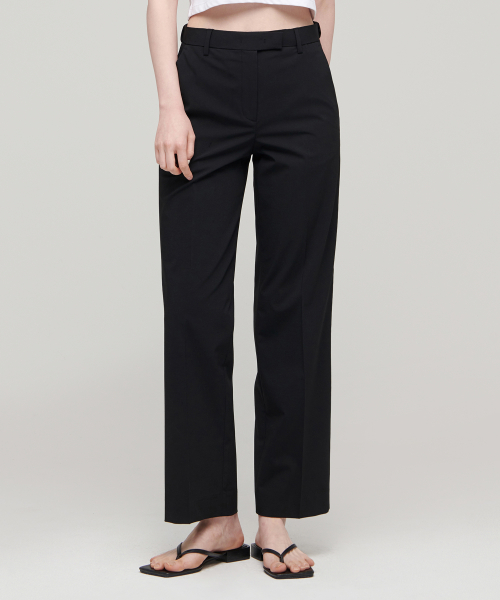 COOLTANDARD WOMENS STRAIGHT HIDDEN BANDING SLACKS [BLACK]