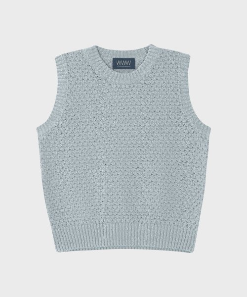 EMBOSSED SLEEVELESS KNIT [GRAY]
