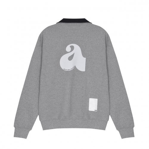 003 'a' big logo half zip-up sweatshirt grey