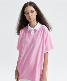 NOI616 타월 카라 티셔츠 (핑크)