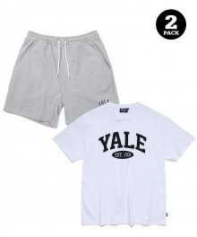 (23SS) 2 TONE ARCH TEE + SWEAT SHORTS PACKAGE WHITE / GRAY