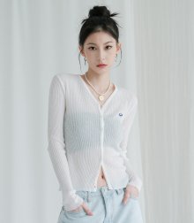 V-neck bony cardigan WHITE