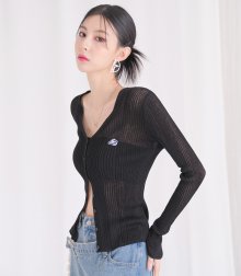 V-neck bony cardigan BLACK