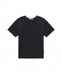 22SS U넥 베이직 티셔츠 - 블랙