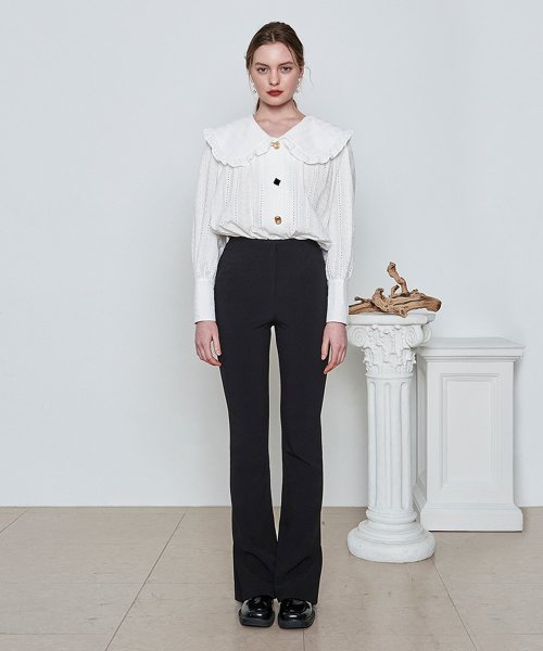 Slim slit pants black