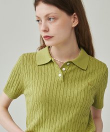 CABLE COLLAR KNIT OLIVE