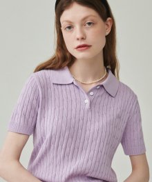 CABLE COLLAR KNIT SOFT PURPLE