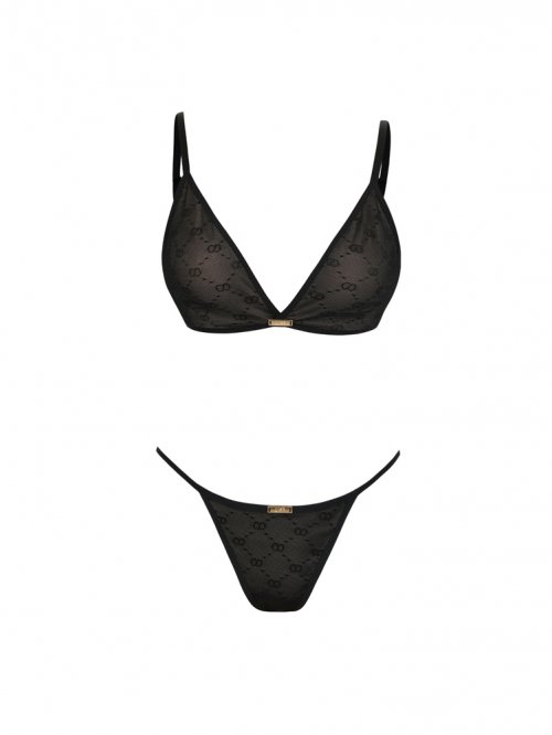 Sensual jaquard gold woman set