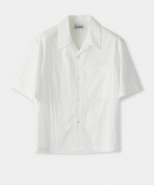 와이드 오픈 카라 숏 슬리브 셔츠 (화이트)
