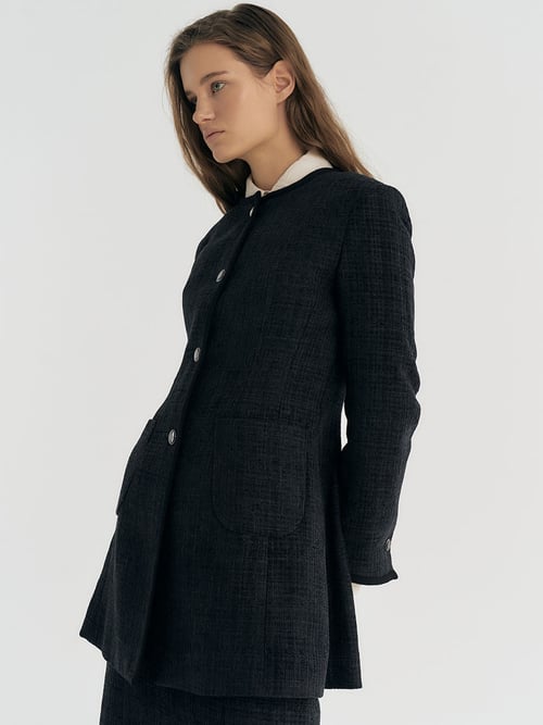 Tailor tweed long jacket (black)