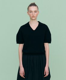 Daisy Solid Short Sleeved knit _BLACK