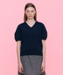 아위(AHWE) Daisy Color Block Short Sleeved knit _BLUE