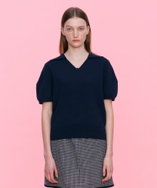 Daisy Color Block Short Sleeved knit _BLUE