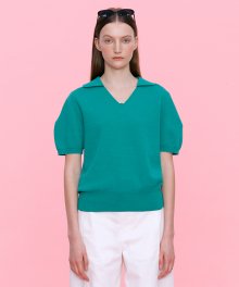 Daisy Color Block Short Sleeved knit _GREEN