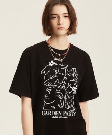 가든 파티 드로잉 티셔츠 - BLACK