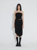 오이소엘(OESOEL) V strap runched skirts - Black
