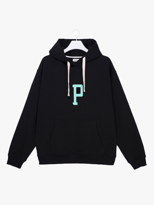 Lettering hood sweatshirt_black