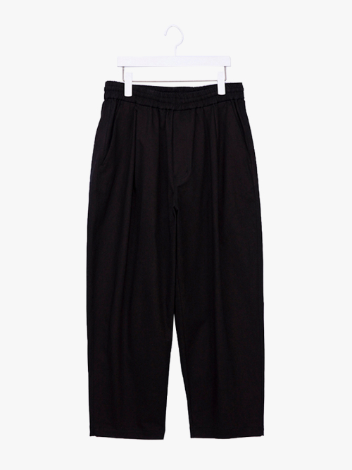 One tuck wide cotton pants_black
