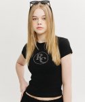 락케이크(ROCKCAKE) 서클 슬림핏 반팔 티셔츠  - 블랙