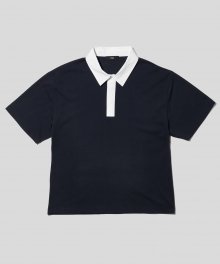 럭비 숏 슬리프 폴로 셔츠 네이비
